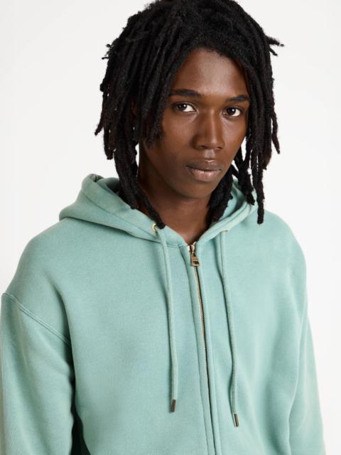 JW Anderson MENS FRONT ZIP HOODIE IN WASHED TEAL