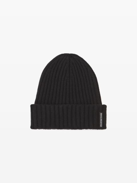 Alexander Wang Ribbed Beanie with Logo Flag Tag