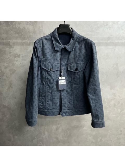Louis Vuitton Louis Vuitton blue logo print single-breasted long-sleeved denim jacket