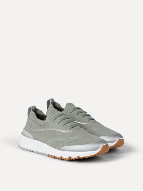 Brunello Cucinelli Techno cotton knit runners with heat-bonded details