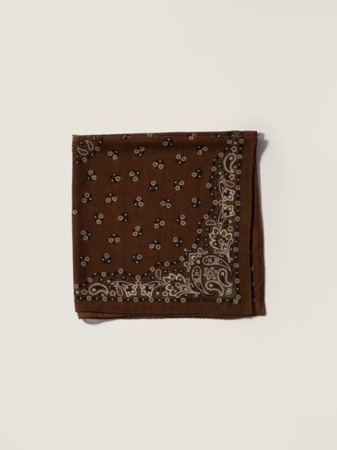 Miu Miu Printed wool and cashmere scarf