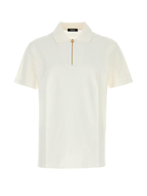 VERSACE White piquet polo shirt
