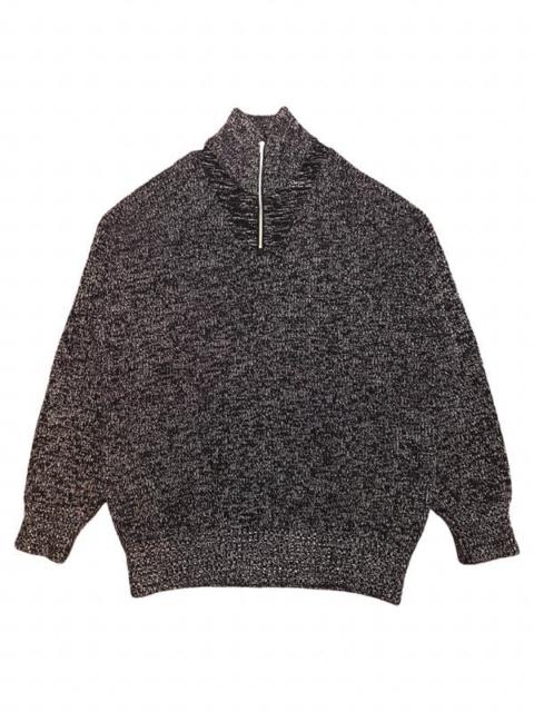 Contrast-knit zip-up turtleneck sweater