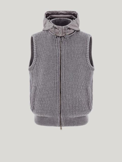 Canali MIXED MATERIAL MERINO WOOL GRAY VEST
