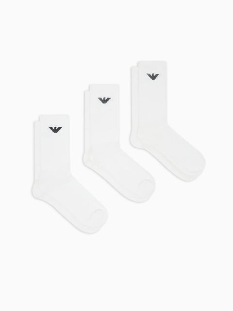 EMPORIO ARMANI THREE-PACK OF SPORTY TERRYCLOTH SOCKS