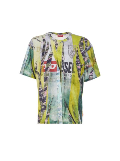 Diesel Men Trompe L'oeil Cracked Print T-Shirt
