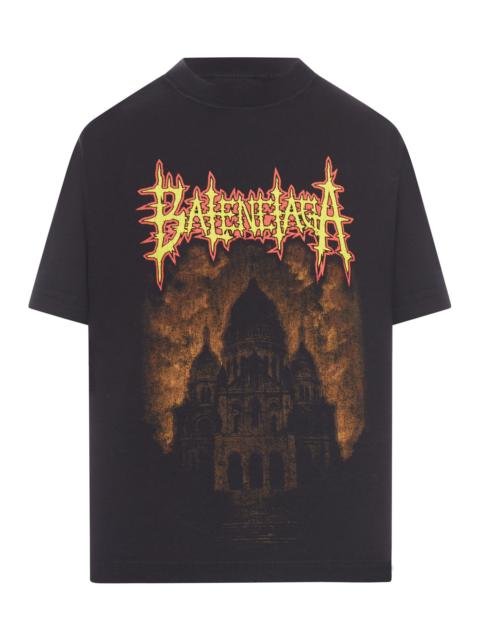 BALENCIAGA CREWNECK COTTON T-SHIRT WITH PRINT
