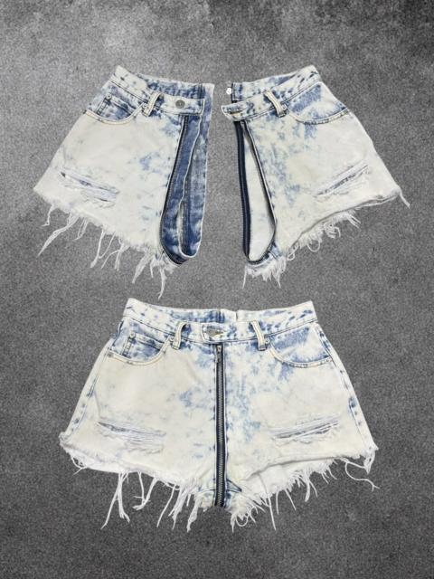 Hysteric Glamour Spiral Girl Split Zip Distressed Bleach Denim Hot Pants