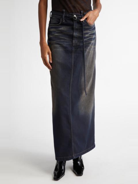 Acne Studios Talia Darkside Belted Denim Maxi Skirt in Dark Blue at Nordstrom