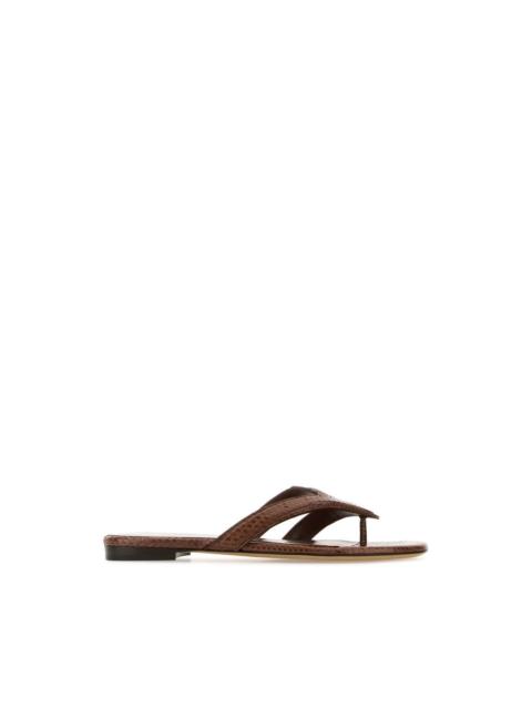 FENDI FENDI Caramel Brown Leather Thong Slippers New & Authentic (