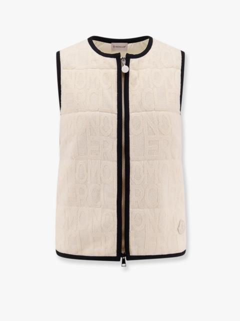 Moncler Padded Cotton Blend Vest With All-Over Logo