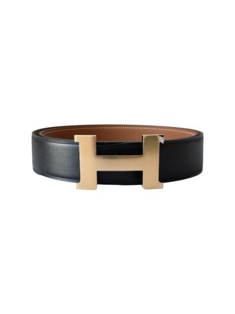 Hermès Hermes 38mm Gold H-Shaped buckle Reversible Leather Belt Gold Hardware Black