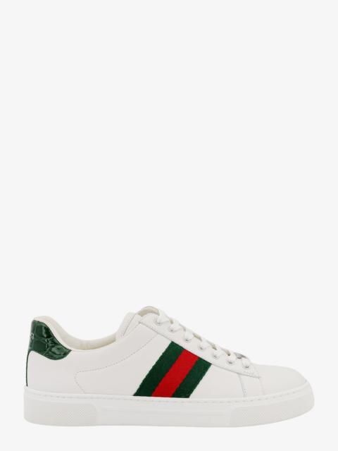 GUCCI Gucci Ace Leather Sneakers With Side Web Detail