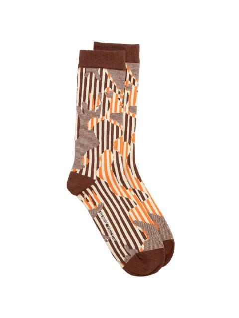 HENRIK VIBSKOV HANDSOME HANDS SOCKS FEMME - BROWN ORANGE HANDSOME GRID