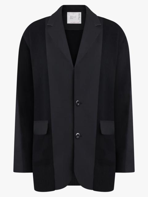 sacai CARDIGAN X SUTING JACKET WITH BALLOON SLEEVES | BLACK