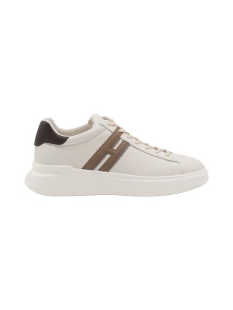 HOGAN White And Beige Leather Sneakers