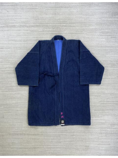 Other Designers Indigo × Japanese Brand × Vintage - 90s Short Kimono Indigo Blue Sashiko Kendo Uniform Noragi