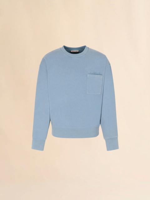 Marni BLUE COTTON SWEATSHIRT WITH MARNI PATCHES