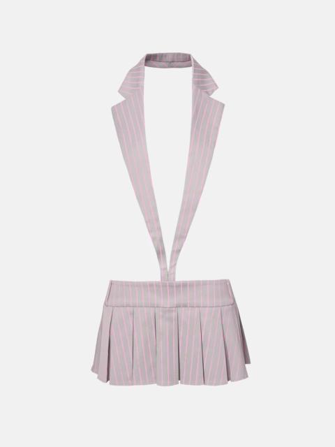 POSTER GIRL SKYE MINI DRESS GREY/PINK PINSTRIPE