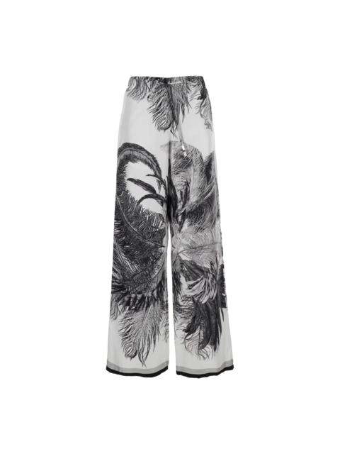 THE ATTICO Multicolor Pants With Elastic Drawstring Pants And All-over Print In Silk Woman