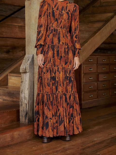 FARM RIO Black Giraffes Puff Sleeve Maxi Dress