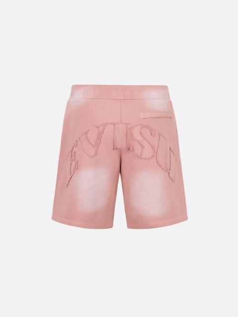 EVISU Logo Appliqué Embroidery Heavy Washed Fashion Fit Sweatshorts