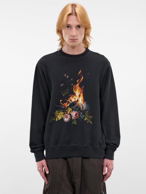 UNDERCOVER Black Flower & Flame Cotton Sweatshirt