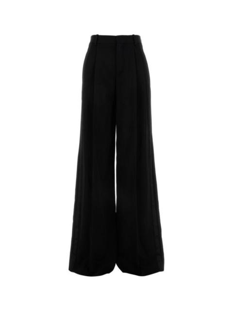 Saint Laurent Women Black Wool Wide-Leg Pant