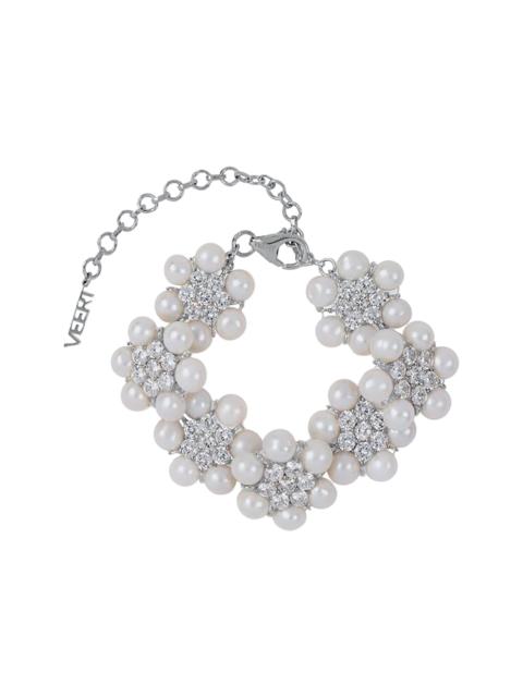VEERT VEERT The 42 Pearl Clear Flower Bracelet 'White Gold/Pearl'