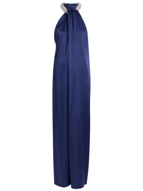 Stella McCartney Stella Mccartney Draped Faux Pearl-embellished Satin Jumpsuit