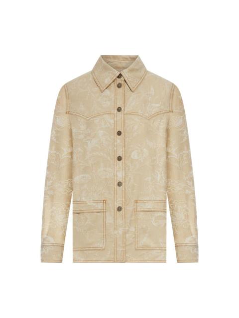 Etro ETRO Jacquard Tone on tone Flower Beige Denim Overshirt Jack