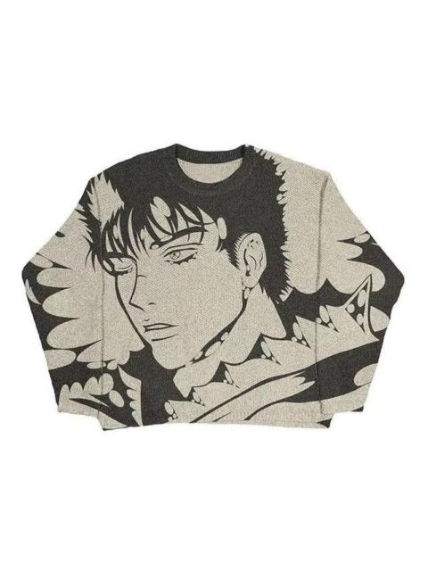 Japanese Brand - Knitted Sweater men Gothic portrait Print
