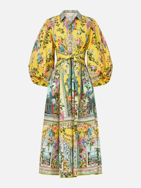 CAMILLA WAIST TIE SHIRT DRESS WITH BUBBLE SLEEVE