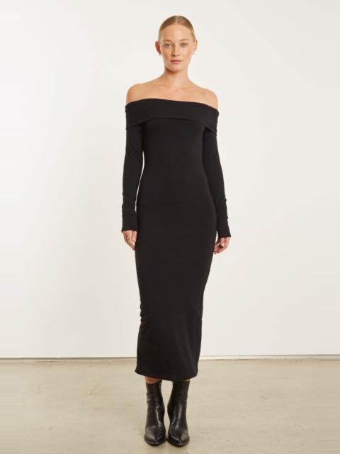 SPRWMN BLACK CITY OFF SHOULDER DRESS