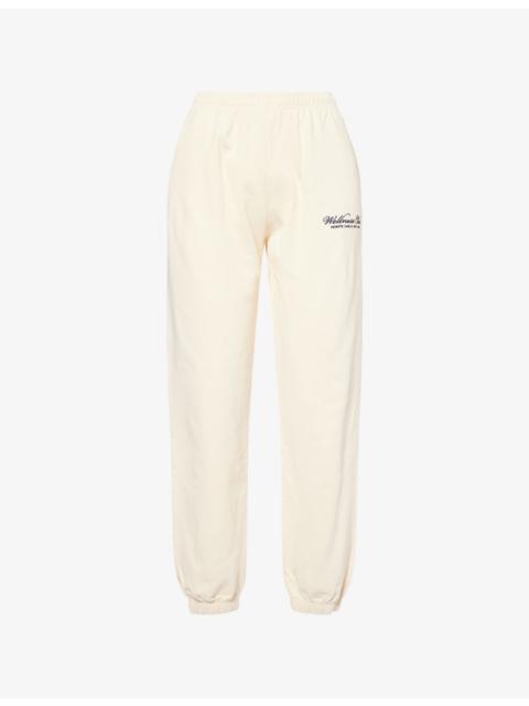 Sporty & Rich Wellness Club Embroidered Cotton-Jersey Jogging Bottoms