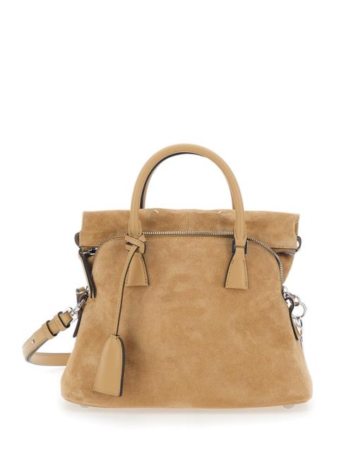 Maison Margiela Maison Margiela Women '5Ac Soft Medium' Beige Crossbody Bag With Fluid Pleat Design And Key Detail I