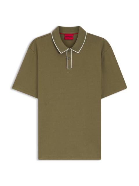 HUGO CONTRAST-TRIM POLO SHIRT IN COTTON JERSEY