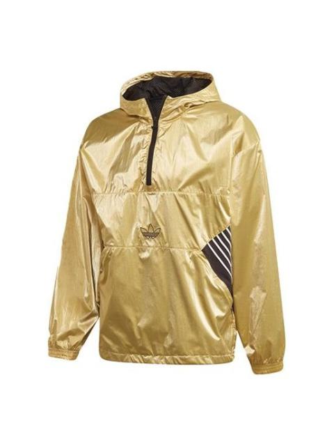 adidas originals TLM 02 WB Gold Half Zipper Pullover hooded Double Sided Windbreaker Jacket Gold Col