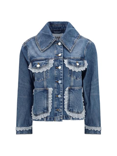 GANNI Ganni Women Rigid Denim Jacket With Lace Details