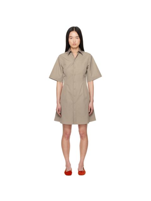 AMI Paris Taupe Cotton Short Sleeve Shirt Minidress
