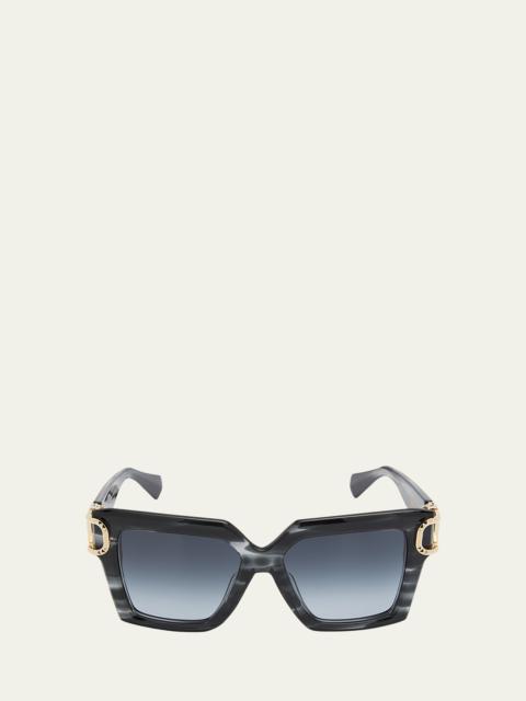 Valentino Uno Square Acetate & Titanium Sunglasses
