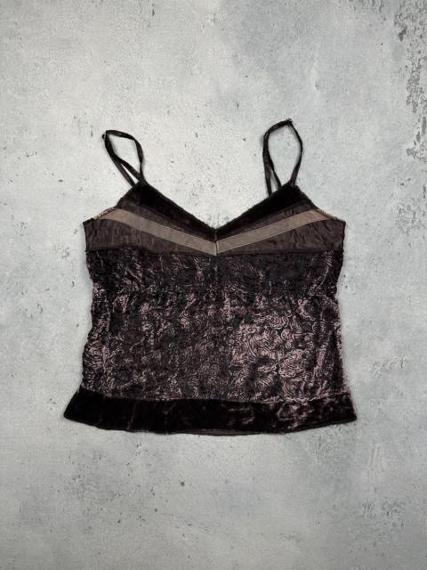 Sandro Sandro Paris Vintage Brown Velvet Lace Paisley Camisole Top