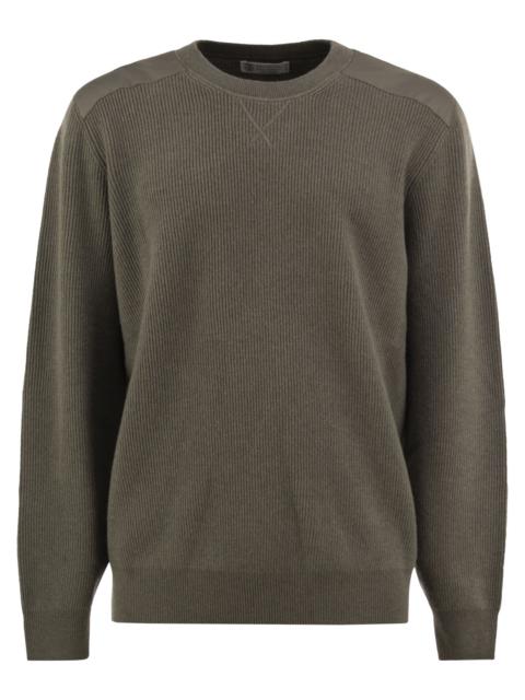 Brunello Cucinelli Brunello Cucinelli Men Pure Cashmere Ribbed Crew-Neck Sweater With Cotton Details