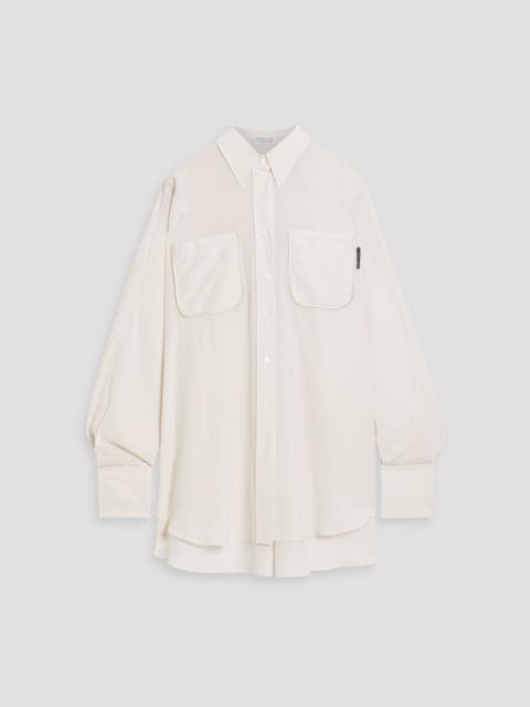Brunello Cucinelli Bead-embellished silk crepe de chine shirt