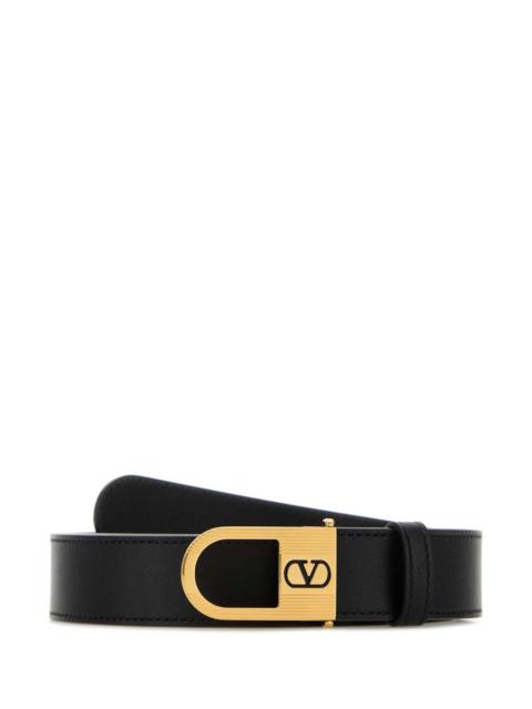 Valentino Valentino Garavani Men Black Leather Vlogo Signature Belt