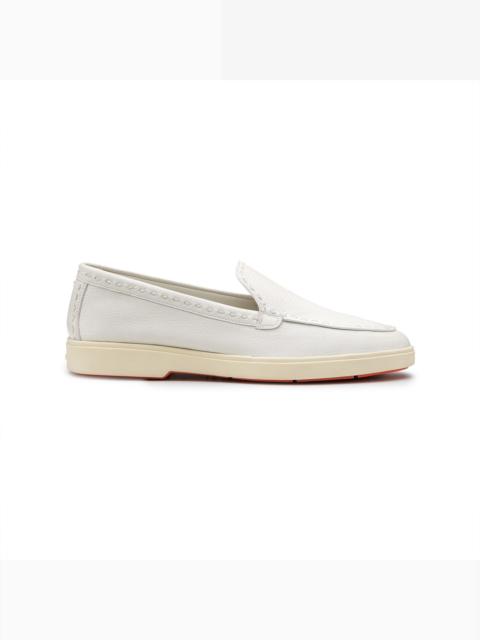 Santoni Women's white leather loafer