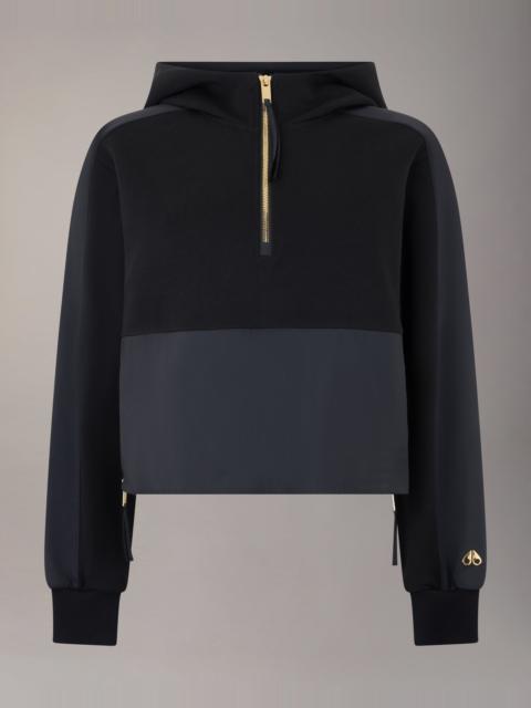 MOOSE KNUCKLES GOLD SERIES MIXED MEDIA HOODIE IN NEOPRENE