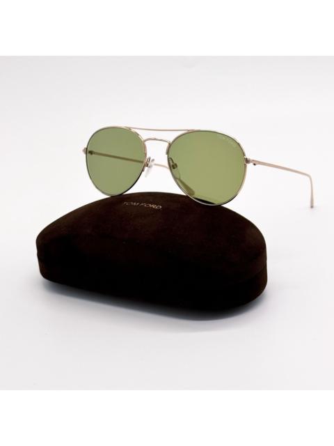 TOM FORD New Tom Ford Ace-02 TF551 28N Round Gold Green Unisex Sungla