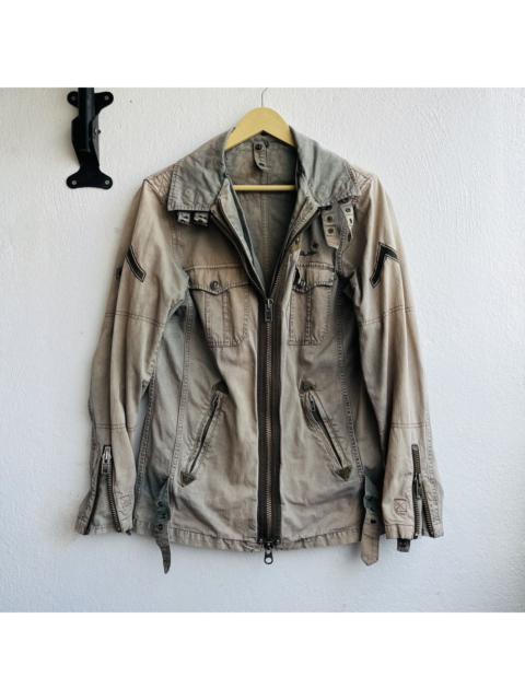 If Six Was Nine - Punk Faded Trompe L'oeil Skulls Army Tactical Jacket Japan