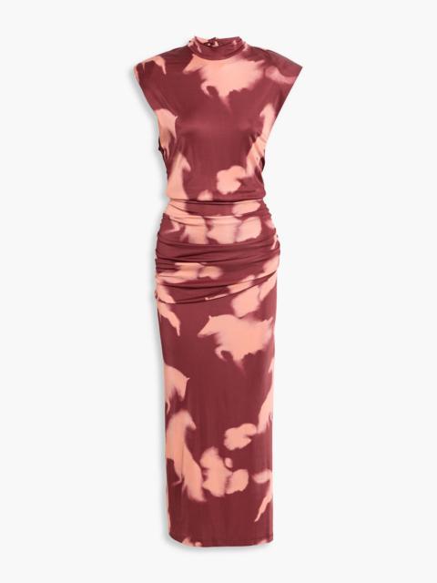 Johanna Ortiz Running Horses ruched printed jersey maxi dress